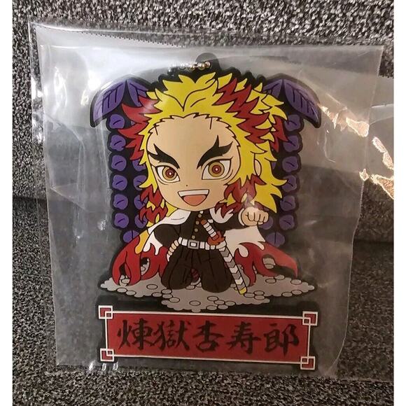 Kyojuro Rengoku Demon Slayer Kyun Chara Rubber Strap Charm Mascot Keychain - Picture 1 of 2